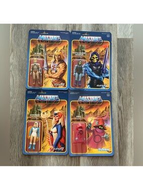 All 4 He-Man Masters Of The Universe MOTU Funko Reaction Toy Figures